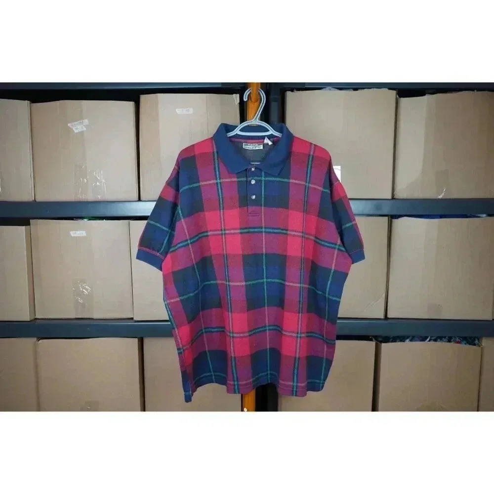 90s Huntclub Grand Tour Red Golf Polo Men's XXL #353